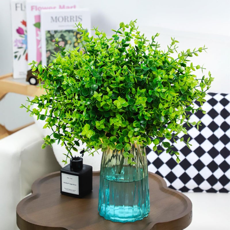 Bassion 24 Bundles Greenery Artificial Plants Outdoors, Eucalyptus Stems UV Resistant Fake Foliage Plants Faux Boxwood Shrubs Indoor Decorations Artificial Flowers for Garden Pot Porch Fence Hanging Planter - Image 3