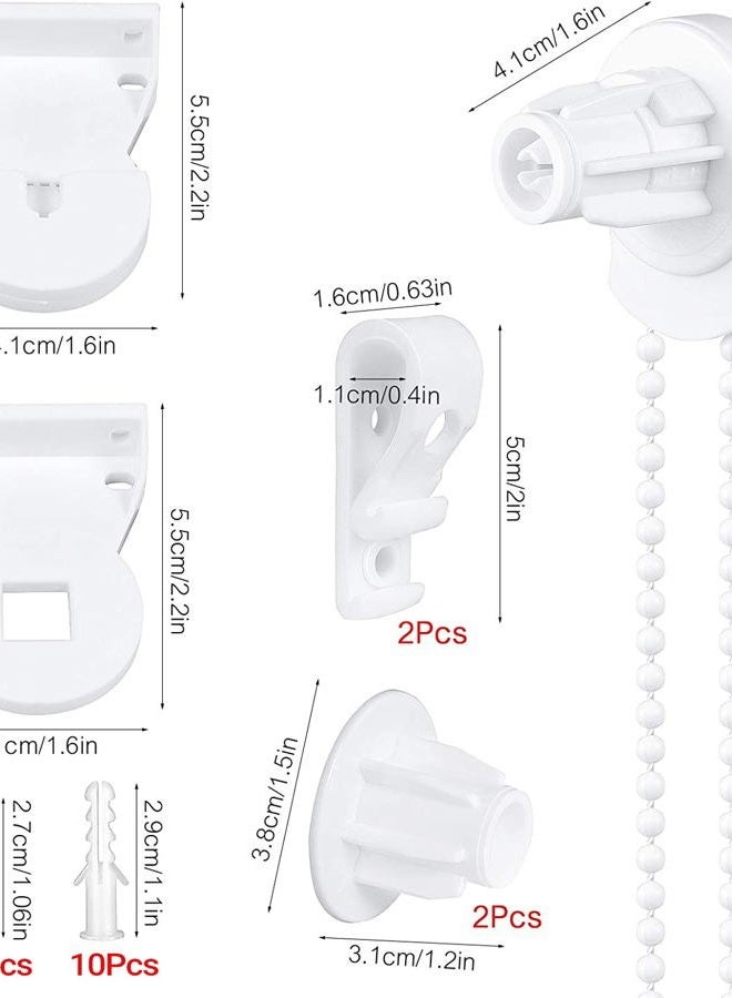 SelfTek 2 Set 25mm Roller Blind Fittings Plastic Brackets Beaded Chain Rolling Blind Replacement Repair Kit with 2 Pieces Child Safty P-Clips and Screws - Image 2