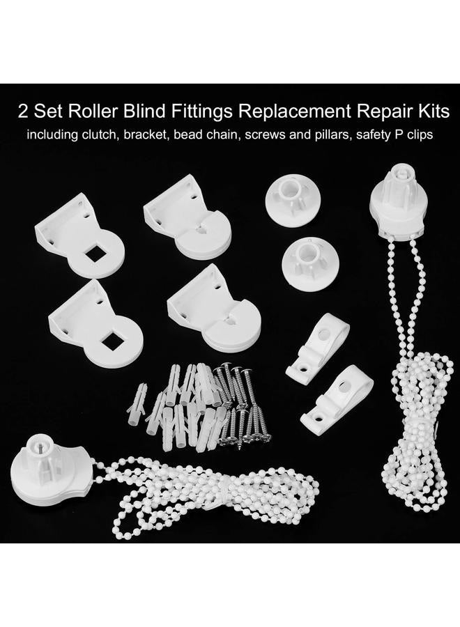 SelfTek 2 Set 25mm Roller Blind Fittings Plastic Brackets Beaded Chain Rolling Blind Replacement Repair Kit with 2 Pieces Child Safty P-Clips and Screws - Image 4