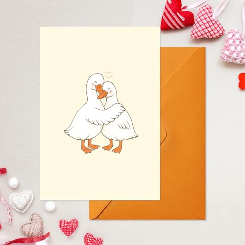 Cheerin Love Card with Envelopes - Romantic Cards for Wife, Girlfriend, Husband, Fiance, Boyfriend - Anniversary Card for Him or Her - Duck Theme Card Gift Special Someone 5x7 Inch - Image 4