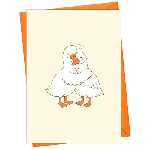 Cheerin Love Card with Envelopes - Romantic Cards for Wife, Girlfriend, Husband, Fiance, Boyfriend - Anniversary Card for Him or Her - Duck Theme Card Gift Special Someone 5x7 Inch - Image 5