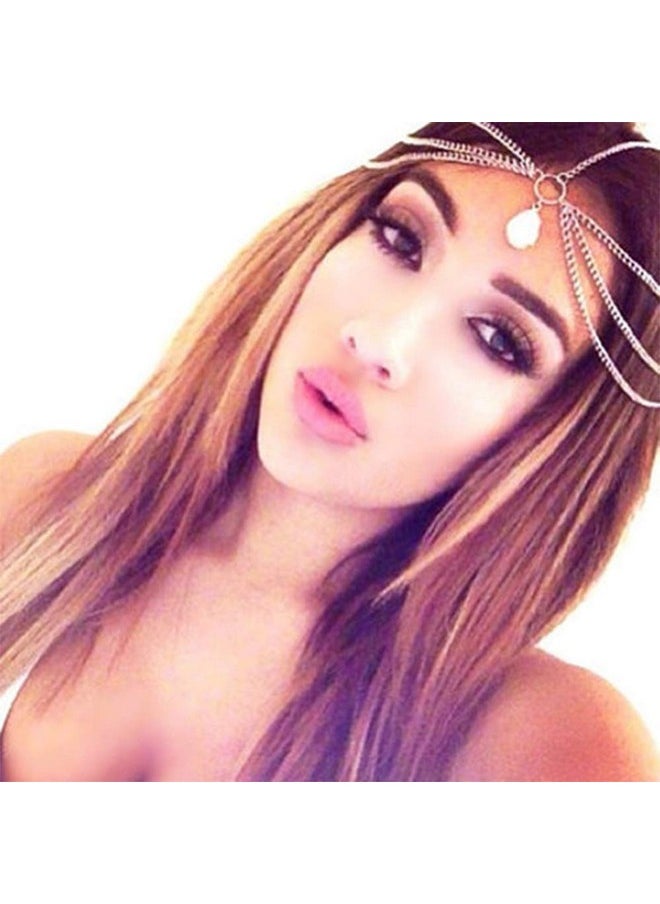 YERTTER Yertte Wedding Water Drop Crystal Headband Boho Hairband Vintage Layered Chain Head Chain Headpieces Hair Accessories Party Hair Jewelry For Women And Girls  - Image 3