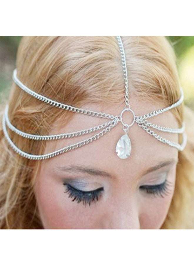 YERTTER Yertte Wedding Water Drop Crystal Headband Boho Hairband Vintage Layered Chain Head Chain Headpieces Hair Accessories Party Hair Jewelry For Women And Girls  - Image 2