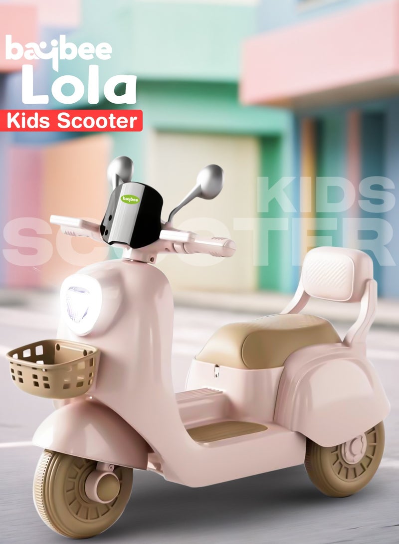 بيبي دراجة بايبي لولا تعمل بالبطارية للأطفال، لعبة ركوب الدراجة سكوتر مع الضوء والموسيقى والتخزين، دراجة أطفال قابلة لإعادة الشحن، دراجة كهربائية للأطفال للقيادة من 1 إلى 4 سنوات، صبي فتاة وردي - Image 2