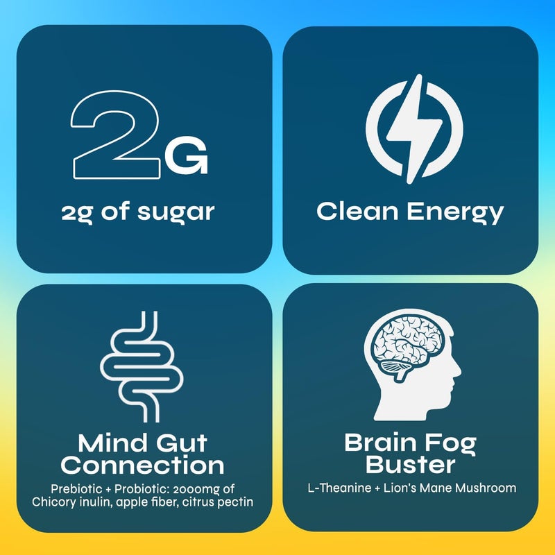 BRAINISTA Yerba Magic Pina Colada - Instant Yerba Mate Tea Powder with Nootropics, Prebiotics & Probiotics for Clean Energy and Mental Clarity - 30 Servings - Image 5