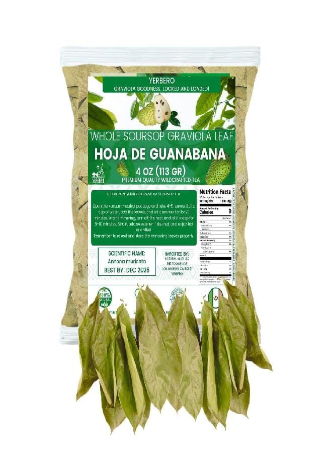 Yerbero - Whole Dried Graviola Soursop Leaves (4 oz - 330+ Leaves Per Bag) Hoja De Guanabana, 100% All Natural Delicious Fresh Tea | From Mexico | Premium Wildcrafted Quality. - Image 3
