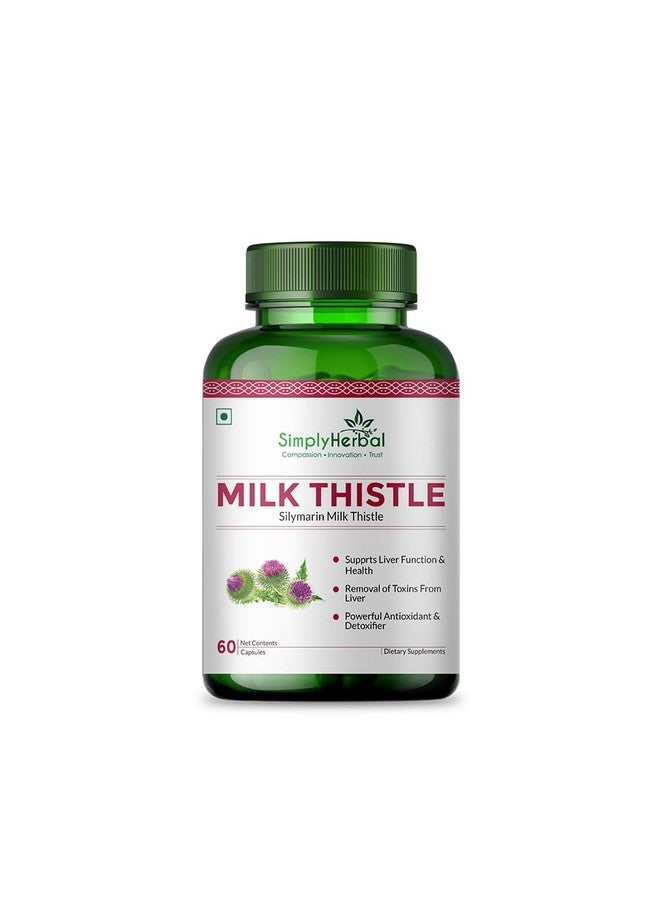 Simply Herbal مستخلص حليب الشوك العشبي 800 ملغ مع سيليمارين - 60 كبسولة نباتية | صيغة دعم الكبد | مكمل عشبي للصحة - Image 1