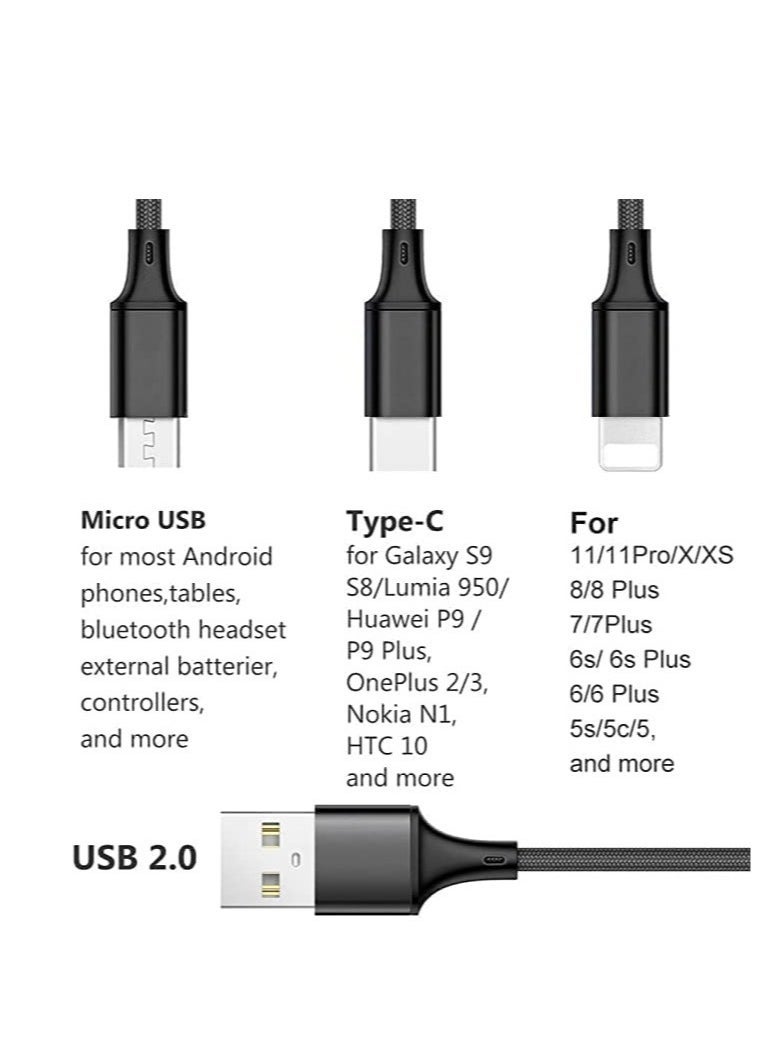 Multi Charging Cable 4Ft 3 in 1 with USB Type C Cable Compatible with Galaxy S10 S9 Plus Note9 Z OnePlus 8T,Micro Cable for Galaxy S7 Edge S6,Nexus,Xbox,PS4 USB Chargers(BLACK) - Image 4