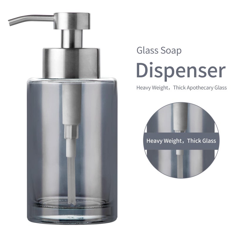 Enra Foaming Soap Dispenser 12Oz Thick Glass Bathroom Soap Dispenser With Stainless Steel Pump Dish Soap Dispenser Soap Dispenser For Bathroom Kitchen (Silver Foam Dispenser) - Image 3