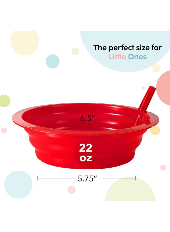 PLASKIDY Kids Cereal Bowls with Straws - Set of 6 Plastic Bowl with Straw For kids BPA Free Dishwasher and Microwave Safe - 22 Oz Toddlers Bowls with Built-In Straws Includes 3 Cleaning Brushes - Image 3