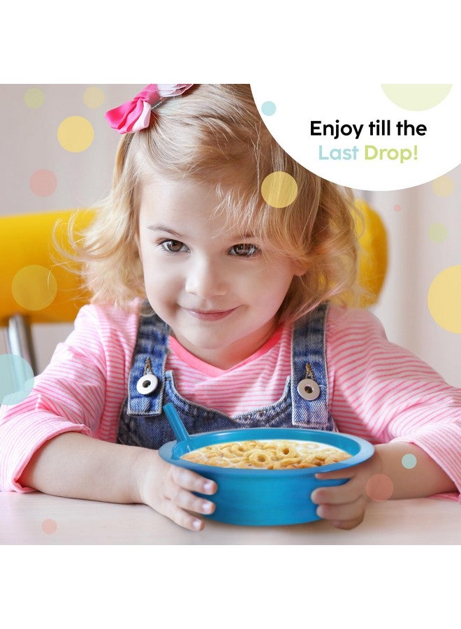 PLASKIDY Kids Cereal Bowls with Straws - Set of 6 Plastic Bowl with Straw For kids BPA Free Dishwasher and Microwave Safe - 22 Oz Toddlers Bowls with Built-In Straws Includes 3 Cleaning Brushes - Image 4