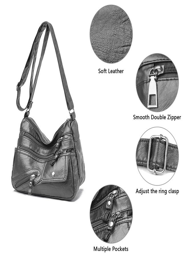 LassZone Women's Grey Hobo Handbag, Medium Size, Multi-Pocket, Adjustable Strap, Soft PU Leather, Minimalist Design, Perfect for Any Occasion - Image 4