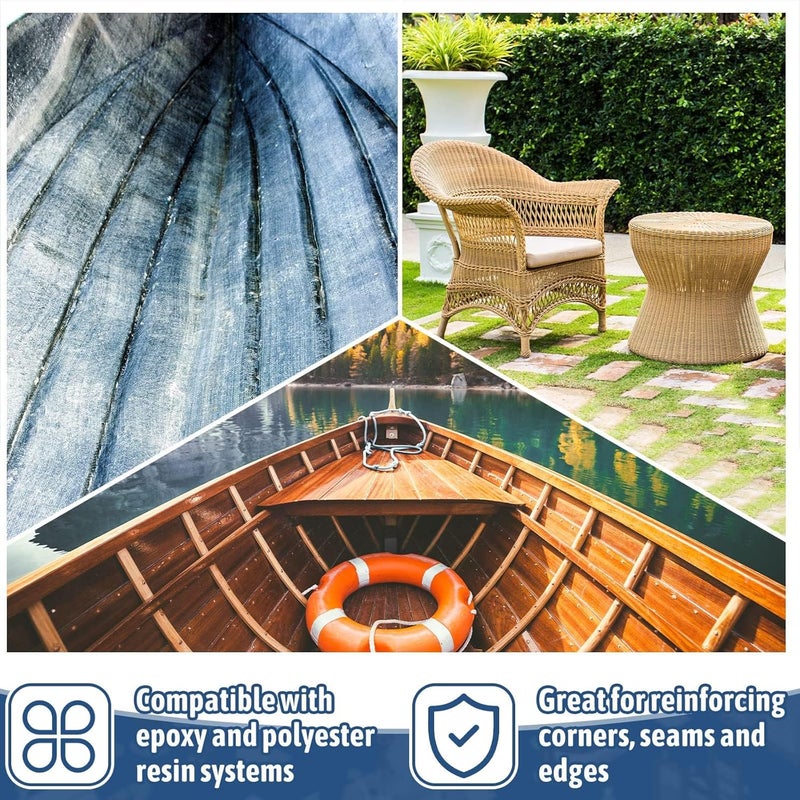 Azonee Fiberglass Cloth Tape (30M X 0.1M), Waterproof Insulation Fabric Roll, Non-Adhesive Mesh Woven Glass Fiber Tape For Boat Repair And Joint Insulation - Image 5