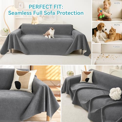 Warmstar Couch Protector from Cat Claws, Waterproof Couch Cover Anti Slip,Couch Cover 3 Cushion Sofa Washable,Anti-Scratch Pet Sofa Cover Heavy Duty,71"X118", Dark Grey - Image 5