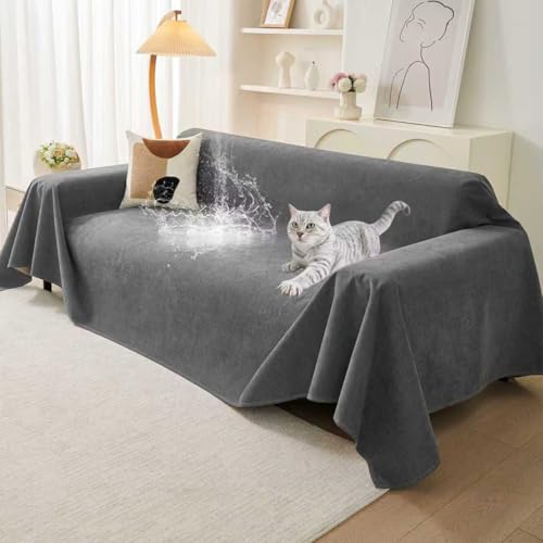 Warmstar Couch Protector from Cat Claws, Waterproof Couch Cover Anti Slip,Couch Cover 3 Cushion Sofa Washable,Anti-Scratch Pet Sofa Cover Heavy Duty,71"X118", Dark Grey - Image 1