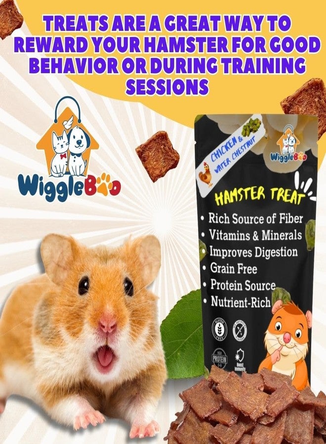 WiggleBoo Chicken & Water Chestnut Hamster Treat | Protein Rich | Fiber Rich | Crunchy Healthy Snacks | 30g - Image 4