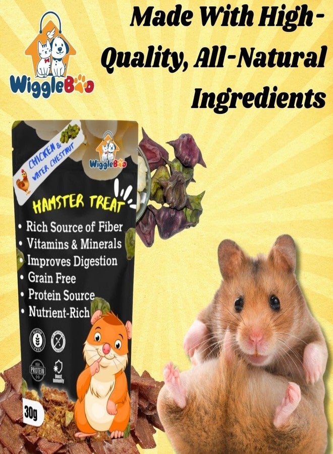 WiggleBoo Chicken & Water Chestnut Hamster Treat | Protein Rich | Fiber Rich | Crunchy Healthy Snacks | 30g - Image 2
