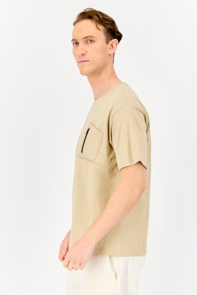 GIORDANO G-Motion Men Sportswear Fit Short Sleeves Running T-Shirt, Tan  - Image 2