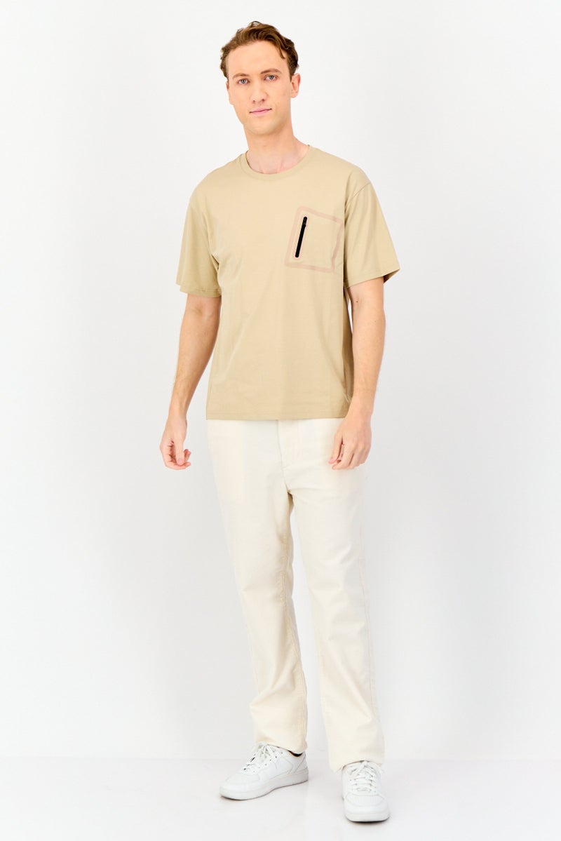 GIORDANO G-Motion Men Sportswear Fit Short Sleeves Running T-Shirt, Tan  - Image 3