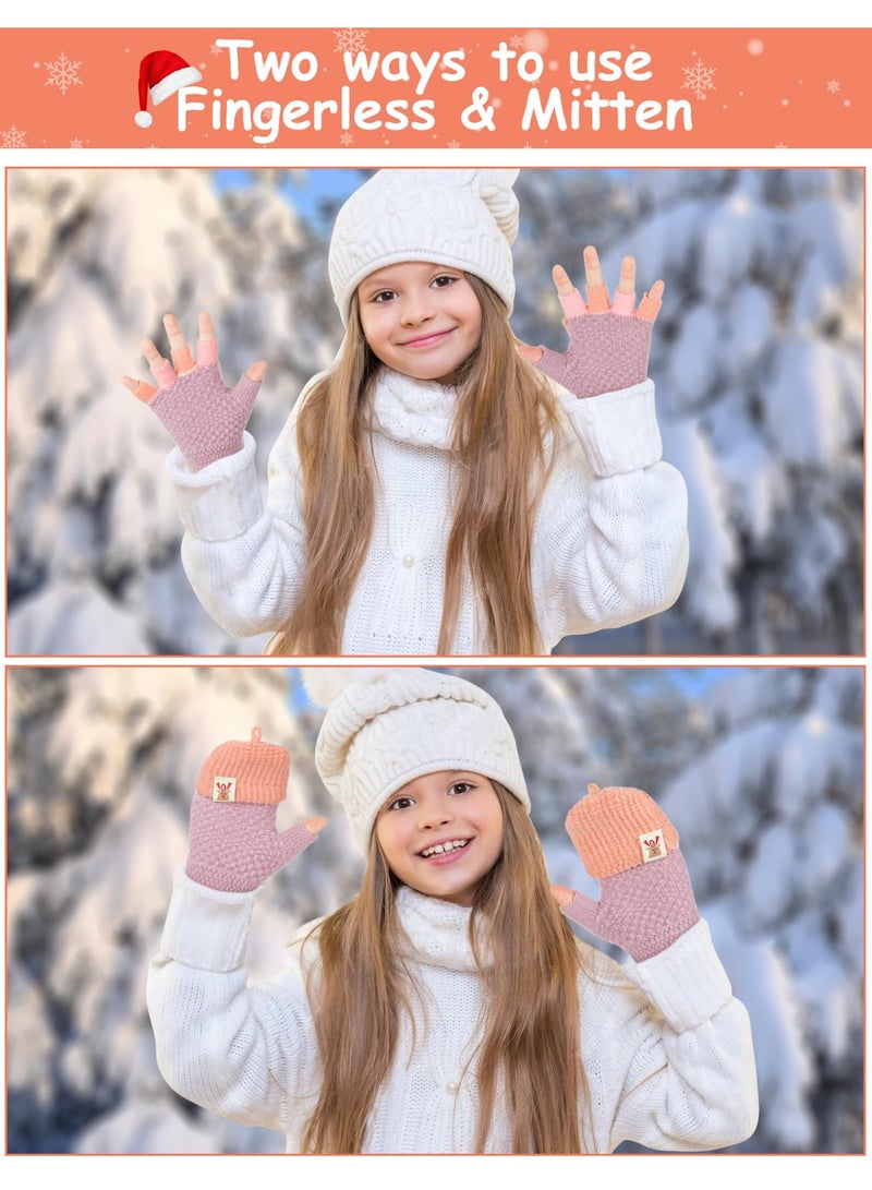 NajmStyle Kids Convertible Flip Top Toddler Gloves - Winter Warm Half Finger Mittens for 5-11 Years Old Boys and Girls - Image 5