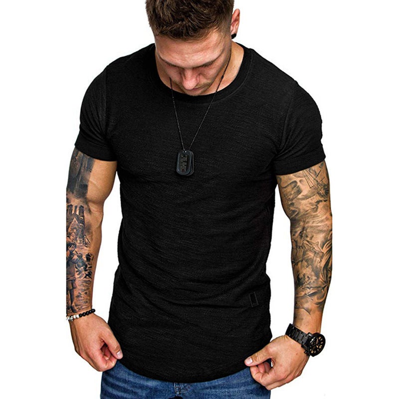 Men'S Bamboo Cotton Round Neck Short-Sleeved Youth Export Summer Fashion Casual Running Sports Thin Popular T-Shirt - Image 5