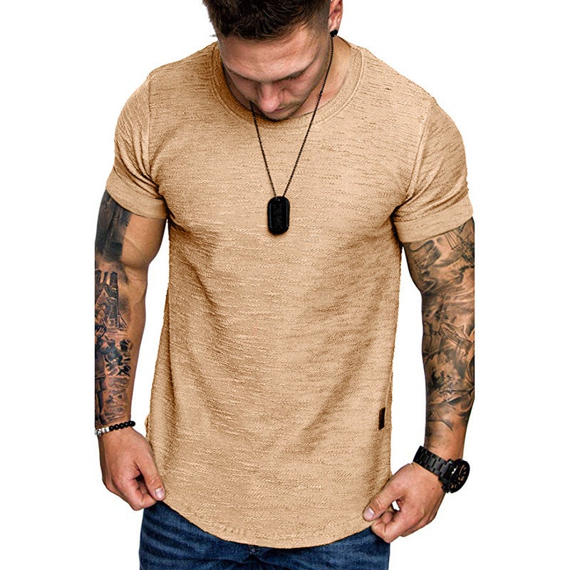 Men'S Bamboo Cotton Round Neck Short-Sleeved Youth Export Summer Fashion Casual Running Sports Thin Popular T-Shirt - Image 1