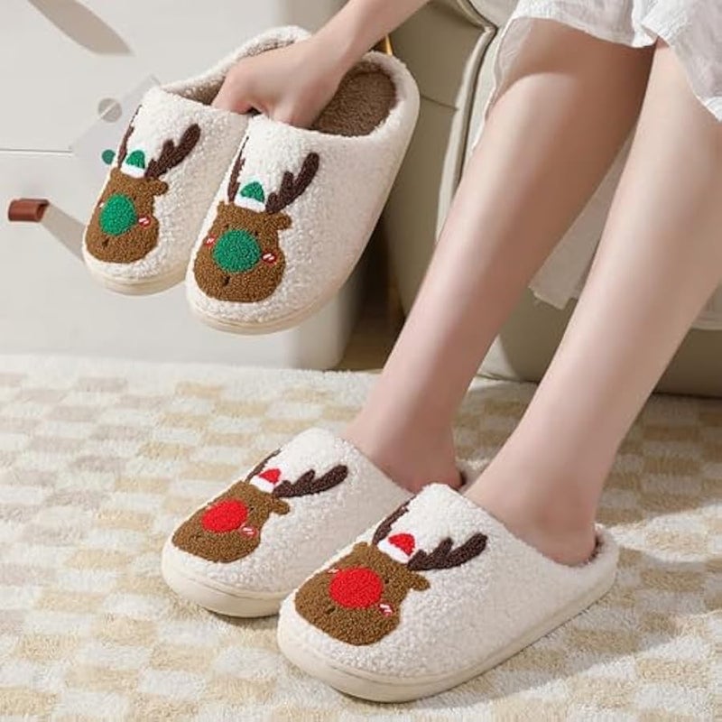 إسكدنيا شبشب منزلي للنساء، شبشب شتوي مخملي مع ميموري فوم، شبشب منزلي ناعم ومنفوش وسهل الارتداء، شبشب دافئ مضاد للانزلاق للزوجين للاستخدام الداخلي والخارجي للبنات والنساء والرجال (بابيتي) - Image 2