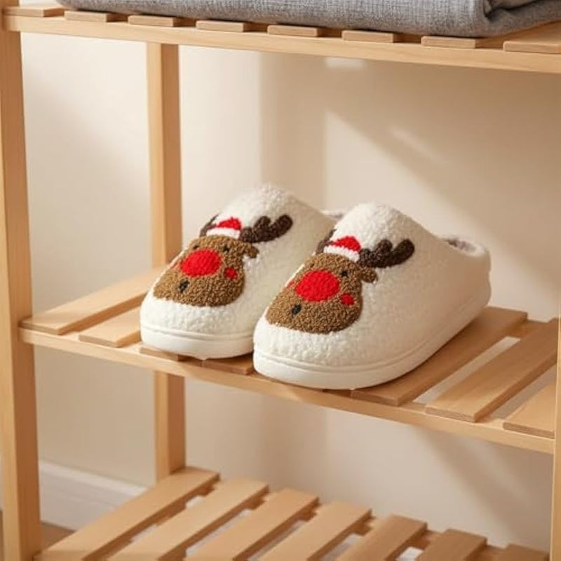 إسكدنيا شبشب منزلي للنساء، شبشب شتوي مخملي مع ميموري فوم، شبشب منزلي ناعم ومنفوش وسهل الارتداء، شبشب دافئ مضاد للانزلاق للزوجين للاستخدام الداخلي والخارجي للبنات والنساء والرجال (بابيتي) - Image 4