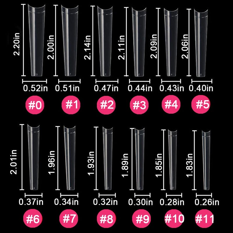 SWETIDY No C Curve 3XL Long Coffin Nail Tips, 420pcs Clear Acrylic Coffin Shape SWETIDY Flattened Half Cover False Nails for Salon&Home DIY French ABS Nail Art Tips,12 Sizes - Image 3