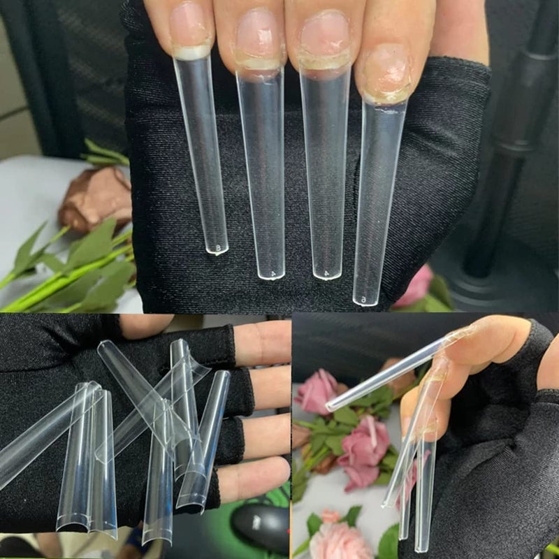 SWETIDY No C Curve 3XL Long Coffin Nail Tips, 420pcs Clear Acrylic Coffin Shape SWETIDY Flattened Half Cover False Nails for Salon&Home DIY French ABS Nail Art Tips,12 Sizes - Image 5