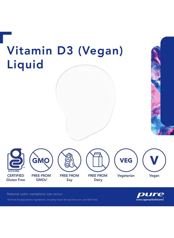 سائل فيتامين د3 (نباتي) من Pure Encapsulations | دعم مضاد للحساسية لصحة العظام والثدي والقلب والأوعية الدموية والقولون والمناعة* | 0.3 أونصة سائلة. - Image 3