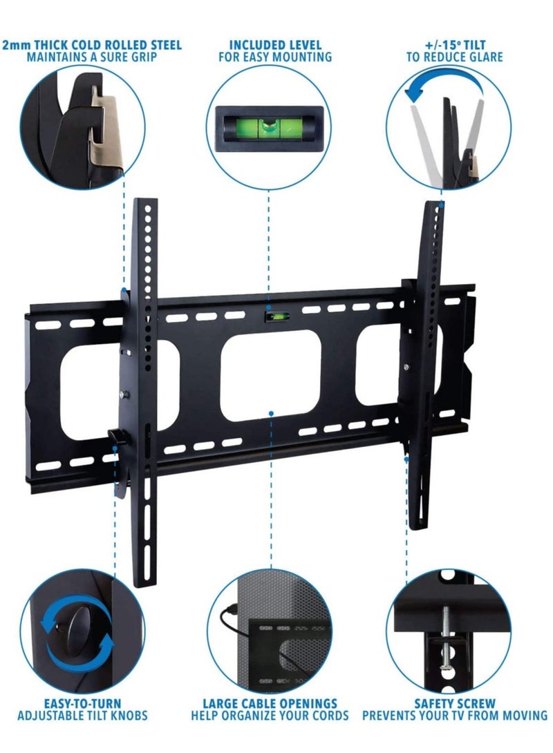 Tilting TV Wall Mount Bracket For Samsung Sony Vizio LG Panasonic TCL Element 32 40 42 47 50 55 60 65 Inch TVs VESA 200x200 400x400 600x400, 750x450 Compatible Premium Tilt 175 Lbs Capacity - Image 3