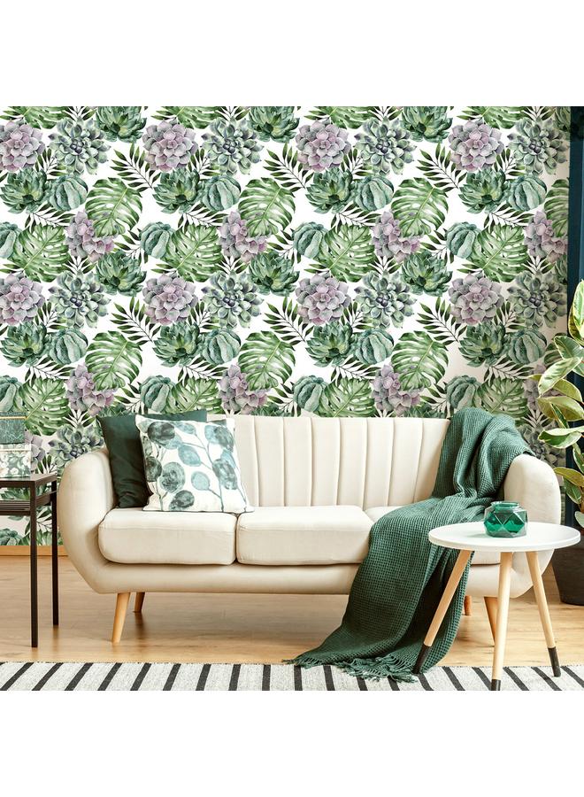 Bluejw Tropical Leaves Self Adhesive Wallpaper   Waterproof Moisture Proof Background Wall PVC Cross Border Wallpaper Wallpaper - Image 4