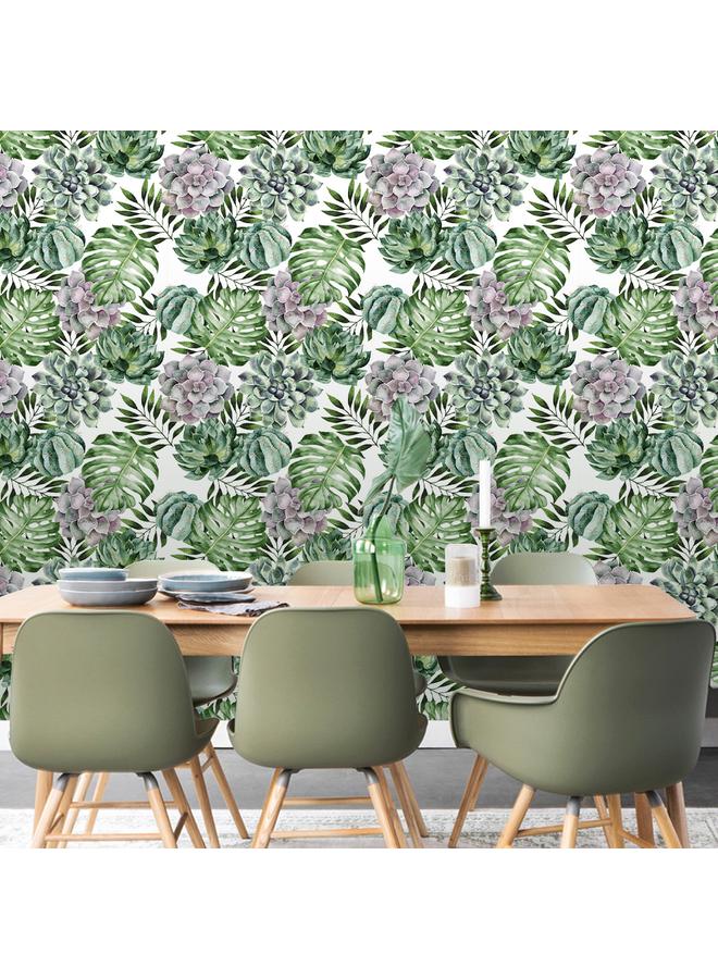 Bluejw Tropical Leaves Self Adhesive Wallpaper   Waterproof Moisture Proof Background Wall PVC Cross Border Wallpaper Wallpaper - Image 2