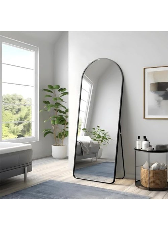 Decorhills Arched Full Length Mirror 160 x 50 cm | Modern Black Aluminum Frame | Wall Mounted & Floor Standing Mirror | Large Bedroom Dressing Mirror | Full Body Mirror for Living Room & Home Office - Image 2