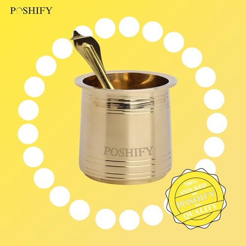 POSHIFY Brass Heavy Pancha Patra with Spoon - Sacred Hindu Puja Set for Daily Worship, Rituals, Festivals and Home Decor - Image 5