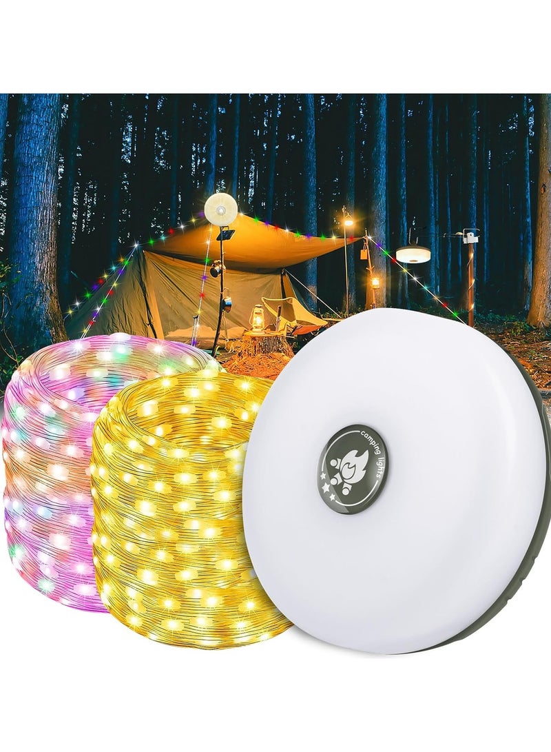 SUKILO Outdoor Retractable LED String Lights – 10m Waterproof Portable Camp Tent Light, Warm & Colorful Modes – Stowable Camping Fairy Lights for Outdoor Decor  - Image 1