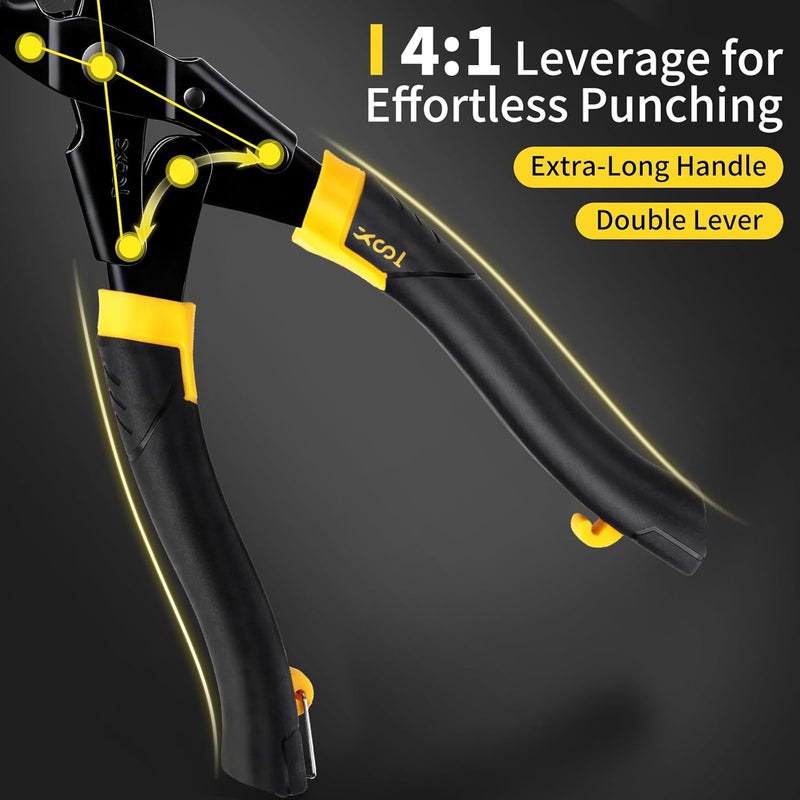 XOOL Leather Hole Punch Set, Upgraded Long Handle Punch Pliers with Effort-Saving Design, Ideal for Belts, Shoes, Saddles & DIY Leather Work - Image 3