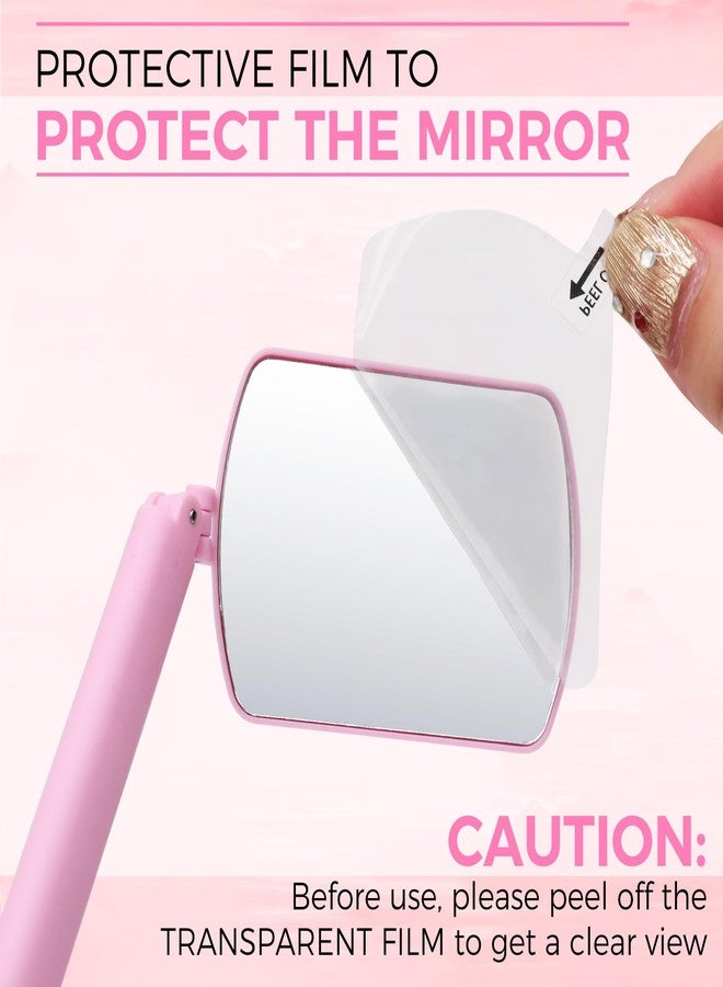 Miuffue مرآة رموش مربعة كبيرة مرنة من ميؤفي، مرآة عيون قابلة للطي بزاوية دوران 260°، محمولة لفرد الرموش، قابلة للتعديل لفحص سهل، مستلزمات وأدوات تمديد الرموش لفنيي الرموش، وردي - Image 4