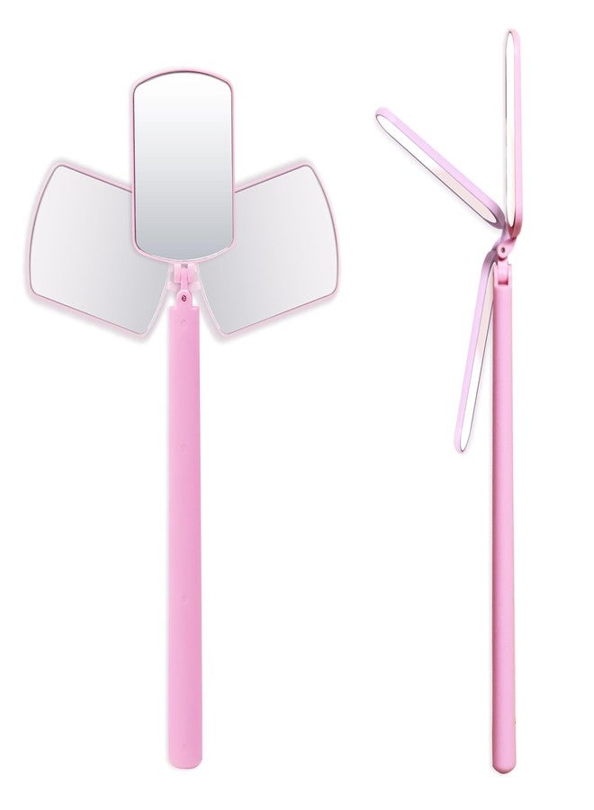 Miuffue مرآة رموش مربعة كبيرة مرنة من ميؤفي، مرآة عيون قابلة للطي بزاوية دوران 260°، محمولة لفرد الرموش، قابلة للتعديل لفحص سهل، مستلزمات وأدوات تمديد الرموش لفنيي الرموش، وردي - Image 1