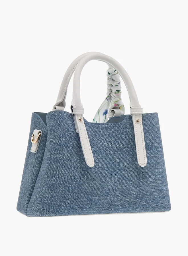 Flora Bella By Shoexpress Women Solid Tote Bag with Detachable Strap and Scarf Accent