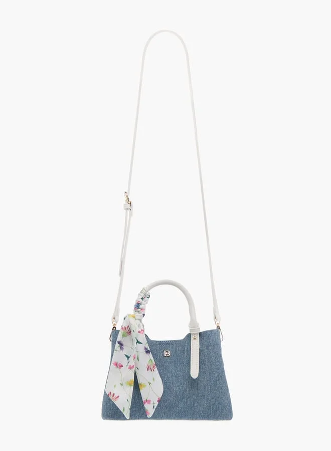 Flora Bella By Shoexpress Women Solid Tote Bag with Detachable Strap and Scarf Accent