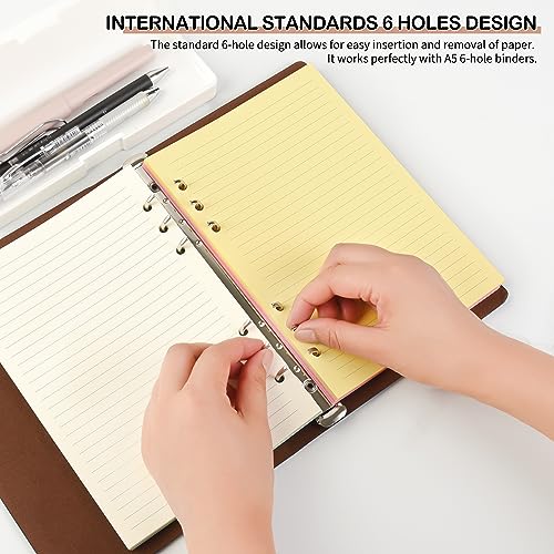 Mafegu Lined Refill Paper, A5 Planner Inserts, Colorful Ruled Journal Fillers for 6-Ring Binder,5-color 120 GSM Thick Loose Leaf Paper,50 Sheets/100 Pages(50, A5（8.26x5.6in）) - Image 5