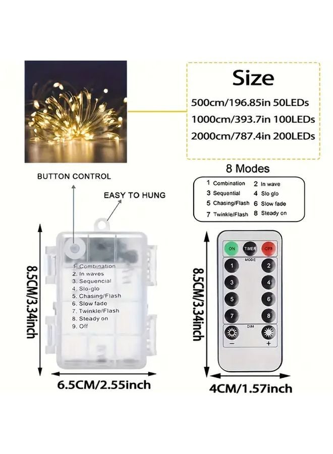 White 393.7 Inch 100 LEDs LED Fairy Light with Remote Battery Box Outdoor Weatherproof - Image 4