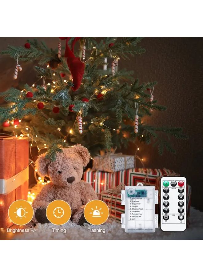 White 393.7 Inch 100 LEDs LED Fairy Light with Remote Battery Box Outdoor Weatherproof - Image 5