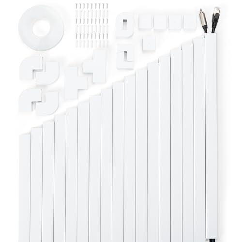 ZhiYo 306in Cord Hider Kit, Cord Covers for Wires on Wall, Paintable Wire Cover for Cords, Cable Hider for Wall Mounted TV, White Cord Concealer, Cable Raceway Wire Management, 18x L17in x W0.95in x H0.55in - Image 1