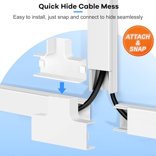 ZhiYo 306in Cord Hider Kit, Cord Covers for Wires on Wall, Paintable Wire Cover for Cords, Cable Hider for Wall Mounted TV, White Cord Concealer, Cable Raceway Wire Management, 18x L17in x W0.95in x H0.55in - Image 5