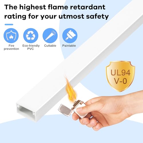 ZhiYo 306in Cord Hider Kit, Cord Covers for Wires on Wall, Paintable Wire Cover for Cords, Cable Hider for Wall Mounted TV, White Cord Concealer, Cable Raceway Wire Management, 18x L17in x W0.95in x H0.55in - Image 4