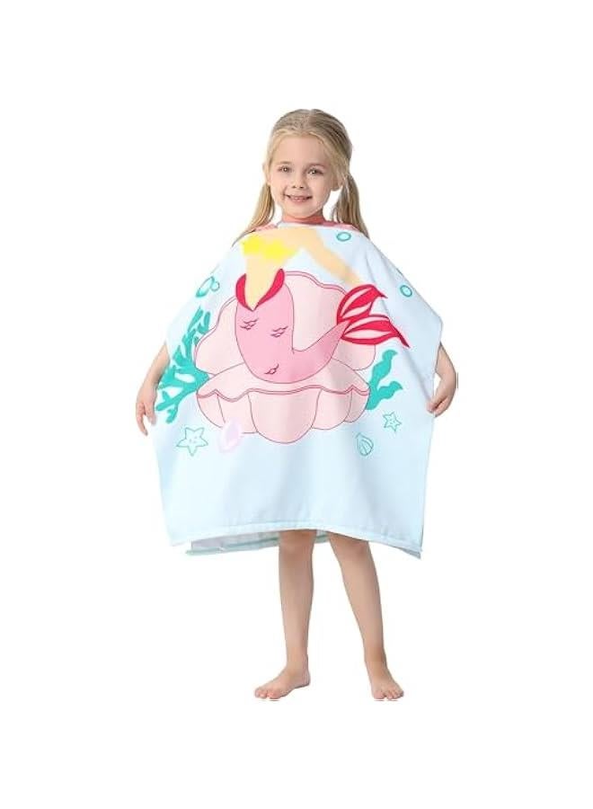 HOOKOR Kids Bath Towel for 1-6 Years Toddler, Kids Hooded Towel, Microfiber Bath Towel Super Soft Robe Poncho Bathrobe, kids Swimming Beach Holiday Water Playing Pool Bath Coverups (3D Mermaid) - Image 3