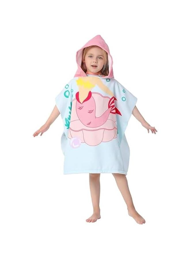 HOOKOR Kids Bath Towel for 1-6 Years Toddler, Kids Hooded Towel, Microfiber Bath Towel Super Soft Robe Poncho Bathrobe, kids Swimming Beach Holiday Water Playing Pool Bath Coverups (3D Mermaid) - Image 4